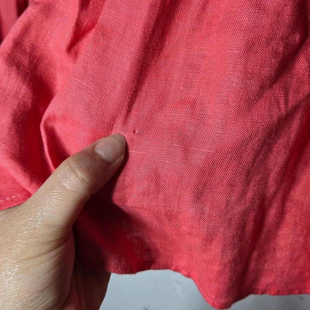Grace‎ Elements 100% Linen Smocked Beaded Cropped Jacket 14 Coastal Breathable